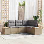 Conjunto de sofás de jardín con cojín 4 pcs Beige y Gris Claro
