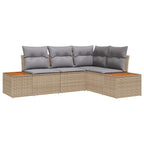 Conjunto de sofás de jardín con cojín 4 pcs Beige y Gris Claro