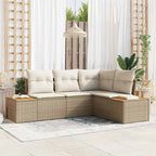 Conjunto de sofás de jardín 4 pcs Beige y Crema Ratán sintético