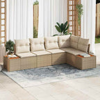 Conjunto de sofá de jardín 5 pcs beige y crema Poliratán