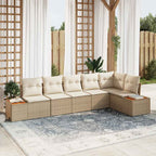 Conjunto de sofás de jardín 6 pcs Beige y Crema Ratán sintético