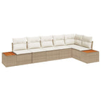 Conjunto de sofás de jardín 6 pcs Beige y Crema Ratán sintético