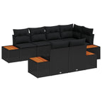 Conjunto de sofás de jardín 7 pcs Negro Ratán sintético