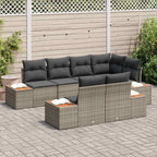 Conjunto de sofás de jardín 7 pcs Gris Ratán sintético