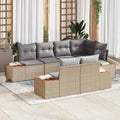 Conjunto de sofás de jardín con cojín 7 pcs Beige y Gris Claro