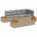Conjunto de sofás de jardín con cojín 7 pcs Beige y Gris Claro