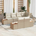 Conjunto de sofás de jardín 7 pcs Beige y Crema Ratán sintético