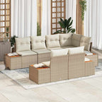 Conjunto de sofás de jardín 7 pcs Beige y Crema Ratán sintético