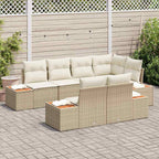 Conjunto de sofás de jardín 7 pcs Beige y Crema Ratán sintético