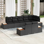 Conjunto de sofás de jardín 8 pcs Negro Ratán sintético