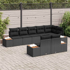 Conjunto de sofás de jardín 8 pcs Negro Ratán sintético