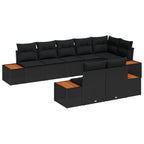 Conjunto de sofás de jardín 8 pcs Negro Ratán sintético
