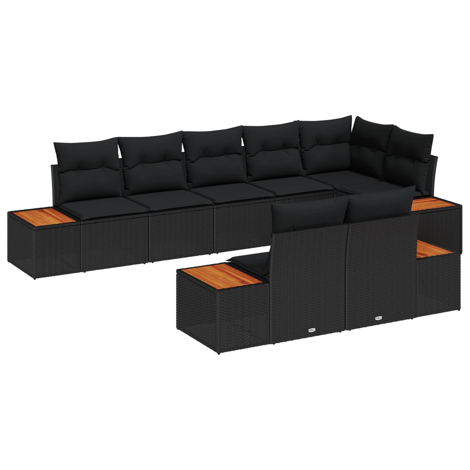 Conjunto de sofás de jardín 8 pcs Negro Ratán sintético