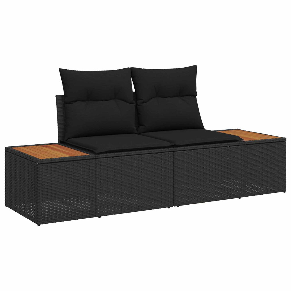 Conjunto de sofás de jardín 8 pcs Negro Ratán sintético