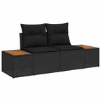 Conjunto de sofás de jardín 8 pcs Negro Ratán sintético