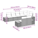 Conjunto de sofás de jardín 8 pcs Negro Ratán sintético