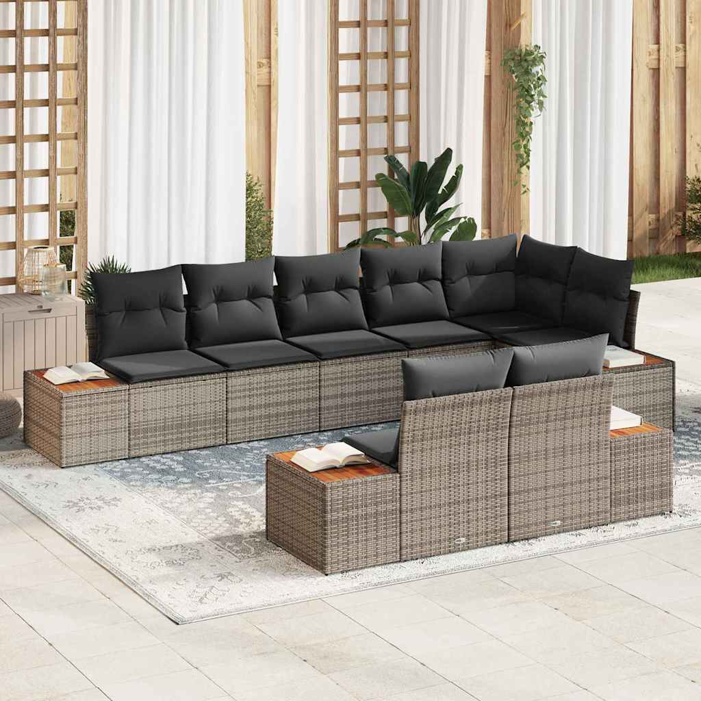 Conjunto de sofás de jardín 8 pcs Beige y Crema Ratán sintético
