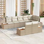 Conjunto de sofás de jardín 8 pcs Beige y Crema Ratán sintético