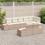 Conjunto de sofás de jardín 8 pcs Beige y Crema Ratán sintético