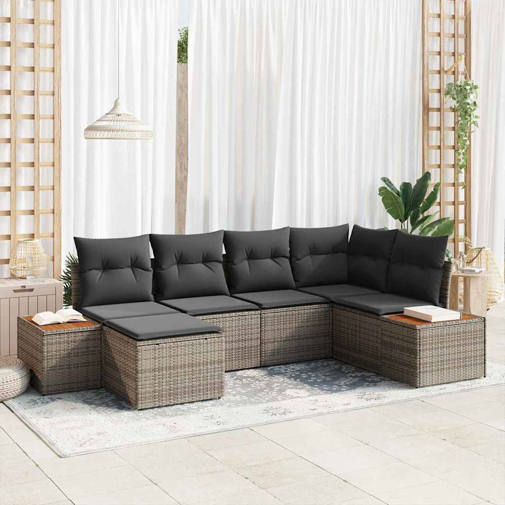 Conjunto de sofás de jardín 7 pcs Beige y Crema Ratán sintético
