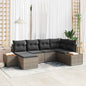 7-Piece Garden Sofa Set Beige and Cream Poly Rattan