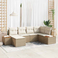 Conjunto de sofás de jardín 7 pcs Beige y Crema Ratán sintético