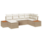 Conjunto de sofás de jardín 7 pcs Beige y Crema Ratán sintético