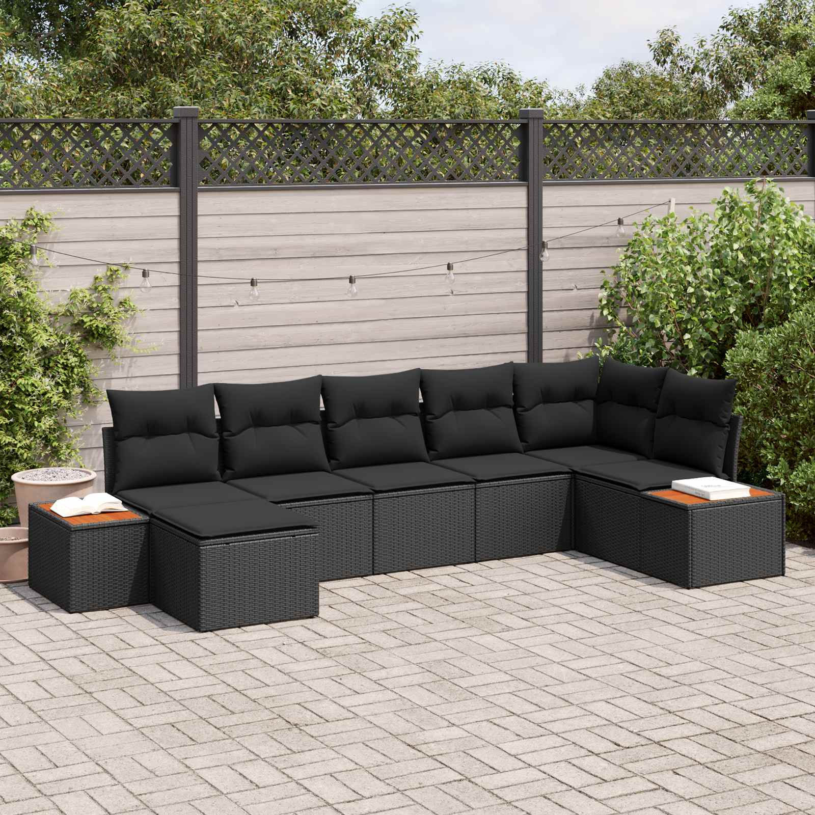Conjunto de sofá de jardín 11 pcs Beige y Crema ratán sintético