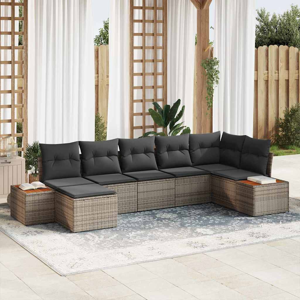Conjunto de sofá de jardín 11 pcs Beige y Crema ratán sintético