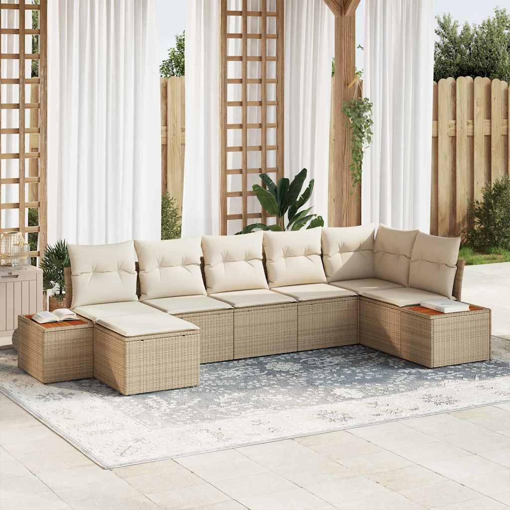 Conjunto de sofá de jardín 11 pcs Beige y Crema ratán sintético