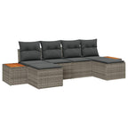 Conjunto de sofá de jardín 6 pcs Gris Rattan de Poliéster