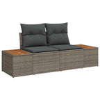 Conjunto de sofá de jardín 6 pcs Gris Rattan de Poliéster