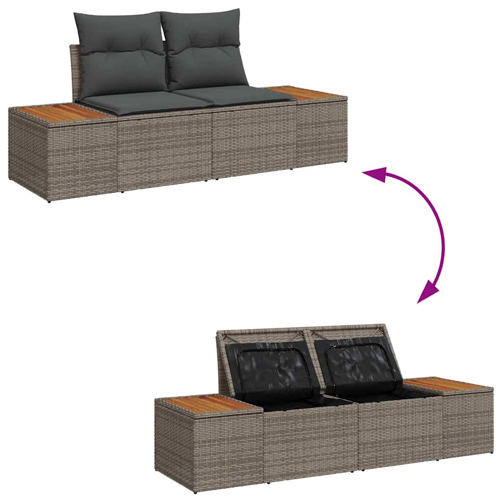 Conjunto de sofá de jardín 6 pcs Gris Rattan de Poliéster