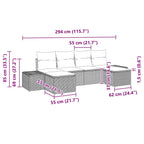 Conjunto de sofá de jardín 6 pcs Gris Rattan de Poliéster
