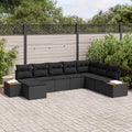 Conjunto de sofás de jardín 9 pcs Negro Ratán sintético