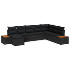 Conjunto de sofás de jardín 9 pcs Negro Ratán sintético