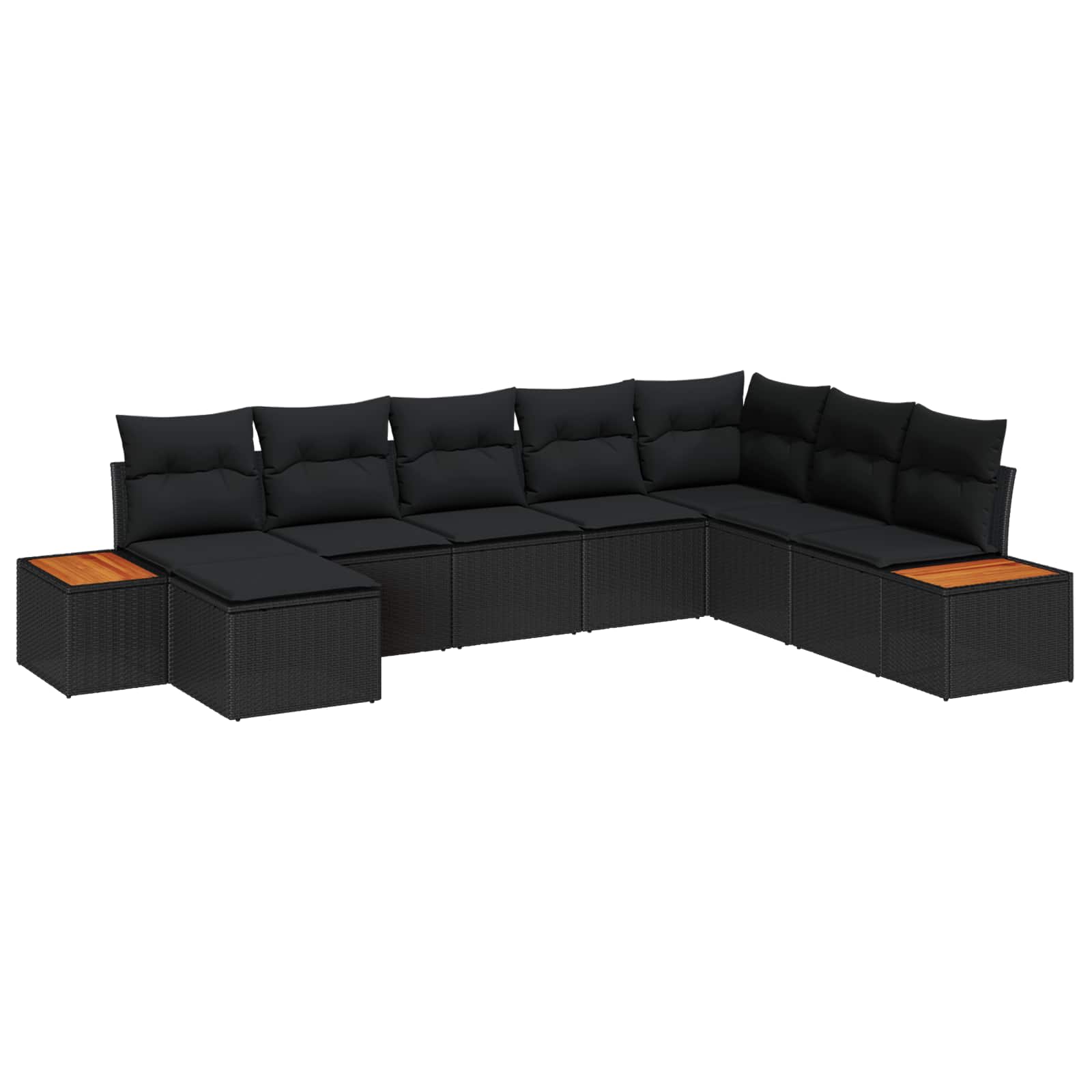 Conjunto de sofás de jardín 9 pcs Negro Ratán sintético