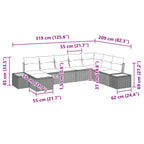 Conjunto de sofás de jardín 9 pcs Negro Ratán sintético