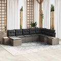 Conjunto de sofás de jardín 9 pcs Gris Ratán sintético