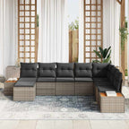 Conjunto de sofás de jardín 9 pcs Gris Ratán sintético