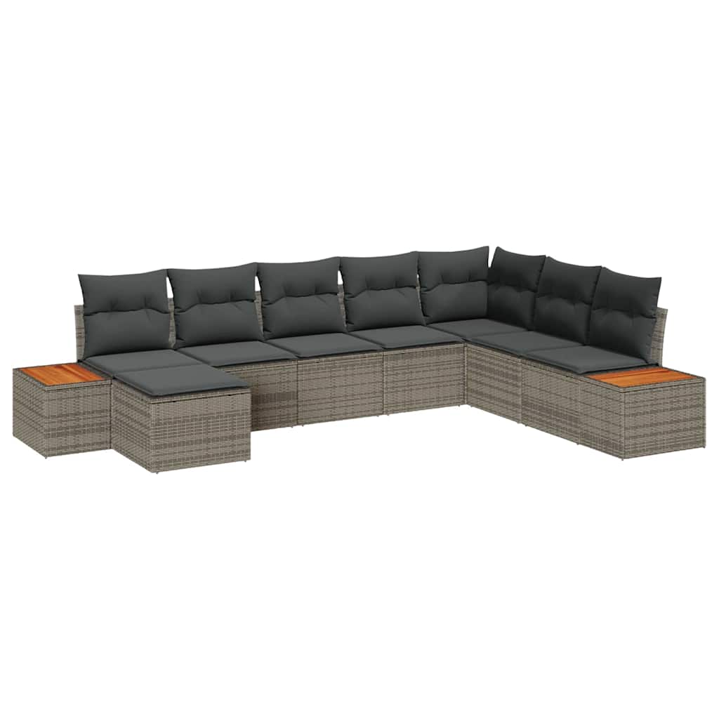 Conjunto de sofás de jardín 9 pcs Gris Ratán sintético