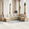 Conjunto de sofás de jardín 9 pcs Beige y Crema Ratán sintético