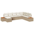Conjunto de sofás de jardín 9 pcs Beige y Crema Ratán sintético
