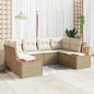 Conjunto de sofás de jardín 6 pcs Beige y Crema Ratán sintético