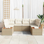 Conjunto de sofás de jardín 6 pcs Beige y Crema Ratán sintético