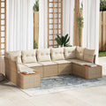Conjunto de sofás de jardín 7 pcs Beige y Crema Ratán sintético