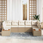 Conjunto de sofás de jardín 7 pcs Beige y Crema Ratán sintético