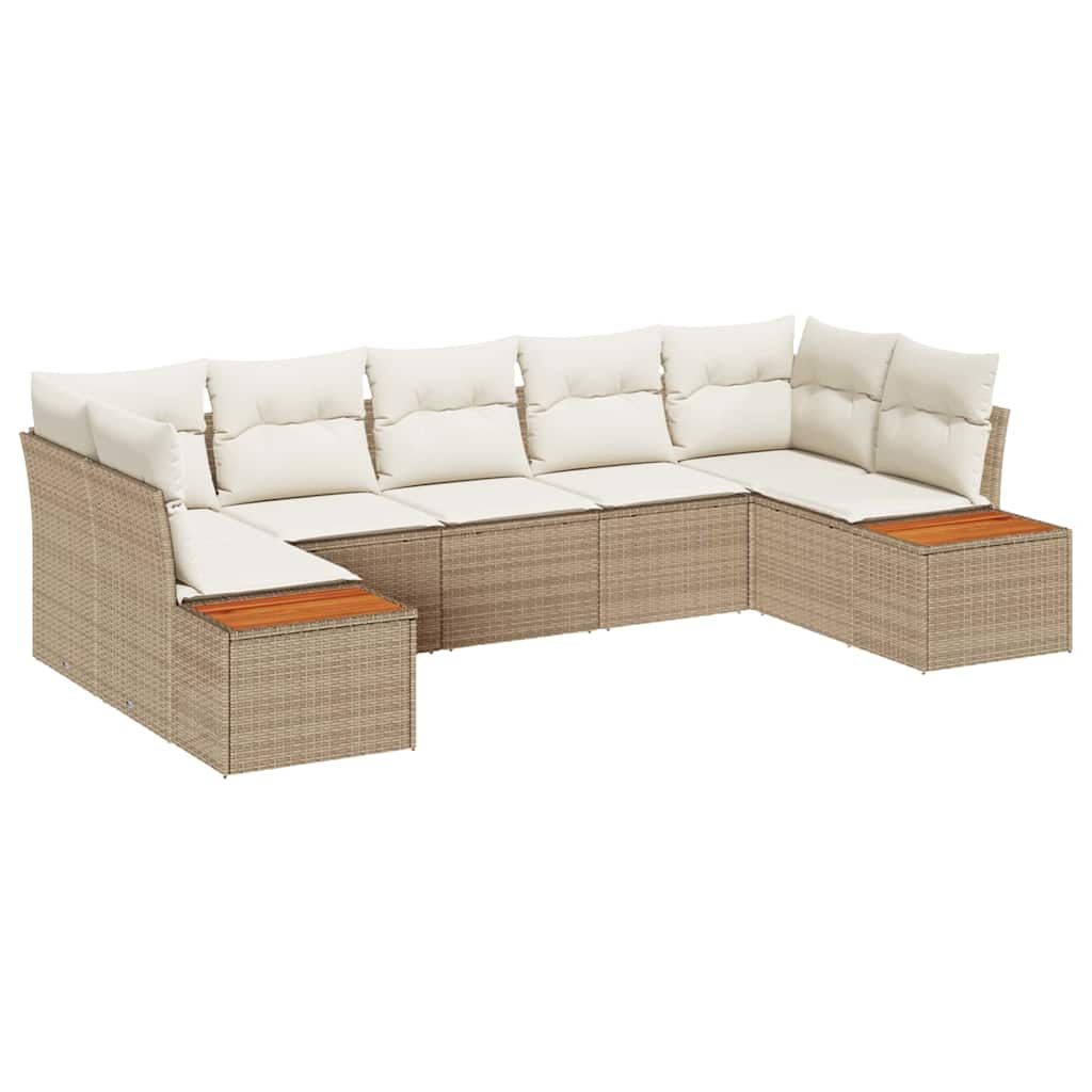 Conjunto de sofás de jardín 7 pcs Beige y Crema Ratán sintético