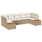 Conjunto de sofás de jardín 7 pcs Beige y Crema Ratán sintético
