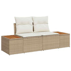 Conjunto de sofás de jardín 7 pcs Beige y Crema Ratán sintético
